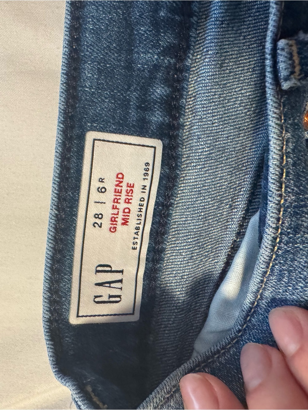 GAP Denim Girlfriend Mid Rise Jeans - Dark Blue